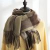 New Plaid Scarf Japanese and Korean Trendy Fashion Cashmere Tassel Versatile Thickened Warm Shawl