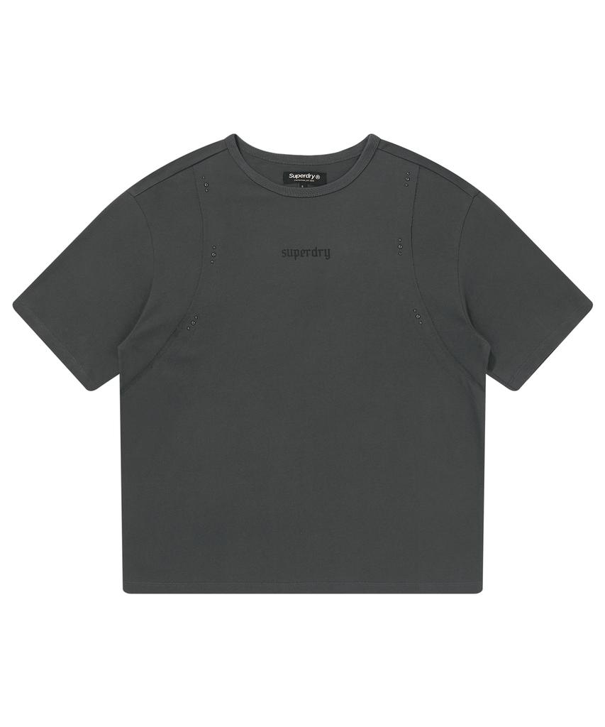 Syupeodeulai Women'S Studded Detail T-Shirt Charcoal Sdfiscq44Chl