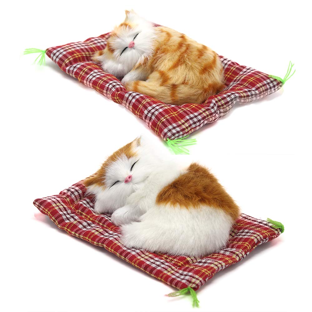 Coolayon 2-Pack Plush Cats Sleeping in Slippers, Mini Kitten Pad with Sound, Car Decoration, Kids Gift for Boys and Girls