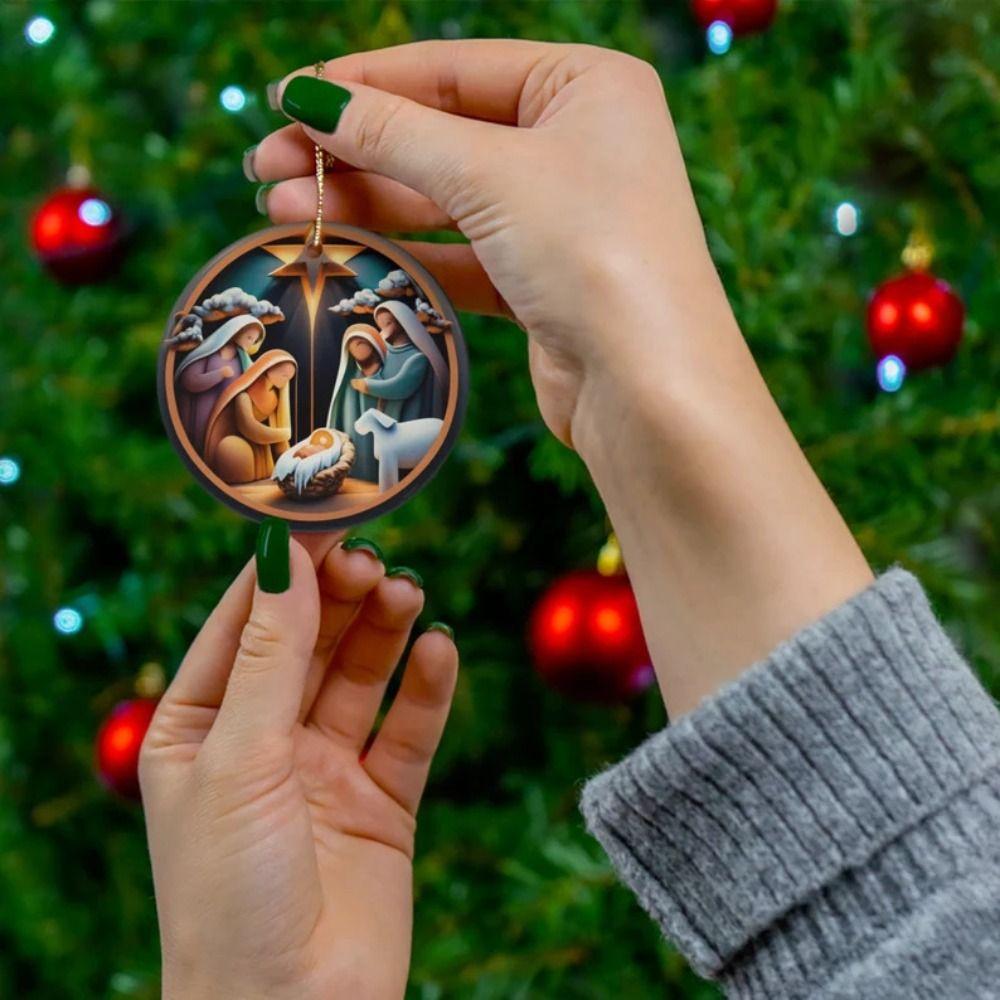 New Acrylic Painted Nativity Pendant Decoration Hangable Christmas Pendant Christmas Tree Ornaments