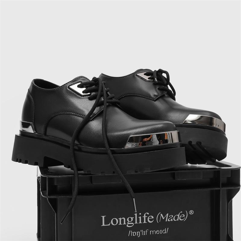 Leather Shoes Men's Platform British Style Breathable Business Dress Shoes Men's Korean Version Casual Versatile Trend Wedding Men's Shoes