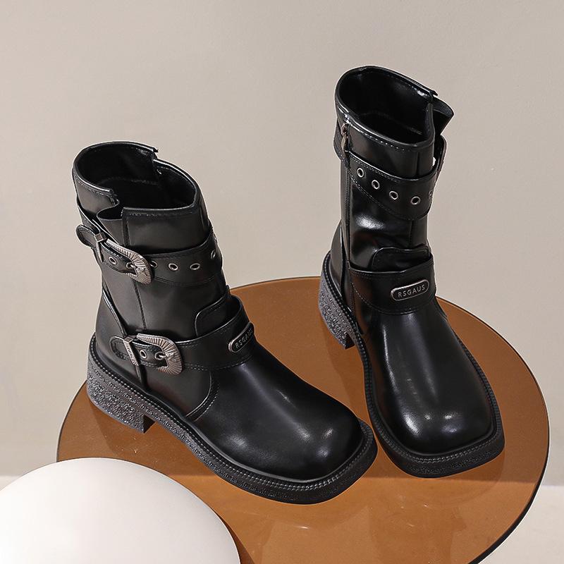 Martin Boots Women's Spring and Autumn Single Boots 2025 New Summer Retro Brown Western Cowboy Knight Boots Thick Heel Short Boots