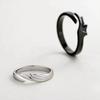 Yousheng 2Pcs Couple Rings Exquisite Shape Rust-proof Metal Stylish Engagement Open Ring Birthday Gift for Female