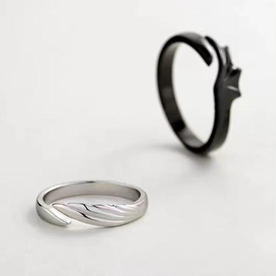 Yousheng 2Pcs Couple Rings Exquisite Shape Rust-proof Metal Stylish Engagement Open Ring Birthday Gift for Female