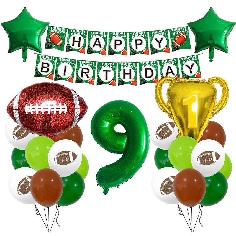 

Суперкубок Футбол Американский футбол Воздушный шар Тематика День рождения Праздничные принадлежности Флаг Алюминиевая фольга Воздушный шар Реквизит для фото Rugby Digital Set 9