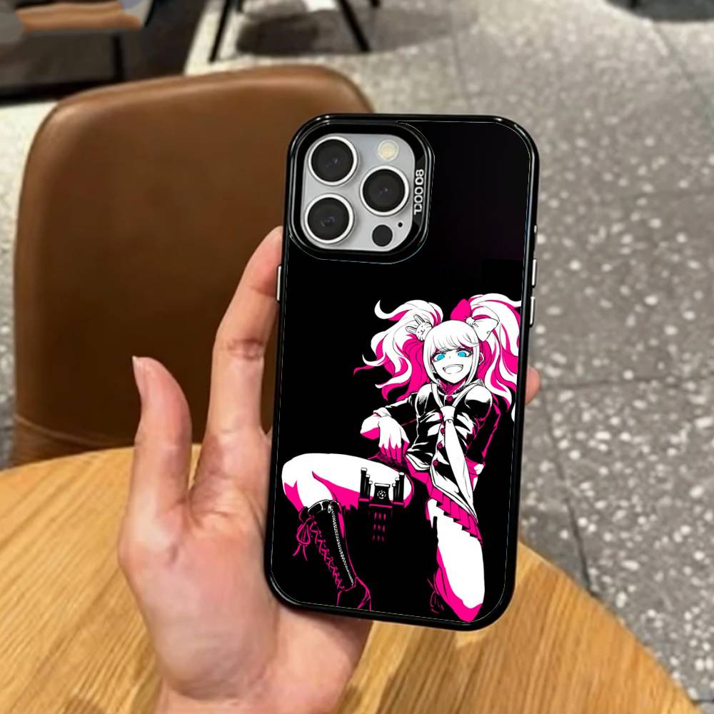 J-Junko E-Enoshima Anime   Phone Case For iPhone17,16,15,14,13,12,11 Plus,Pro Max Colored Silver Plated Inside Cover