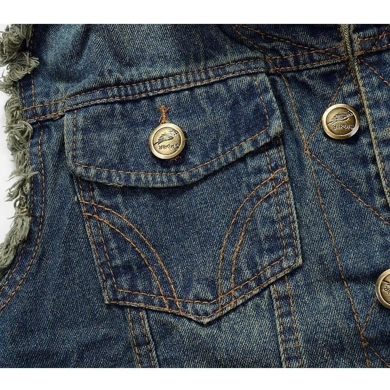 Youth Spring and Fall Plus Size Denim Vest Unique Sleeveless Slim Top