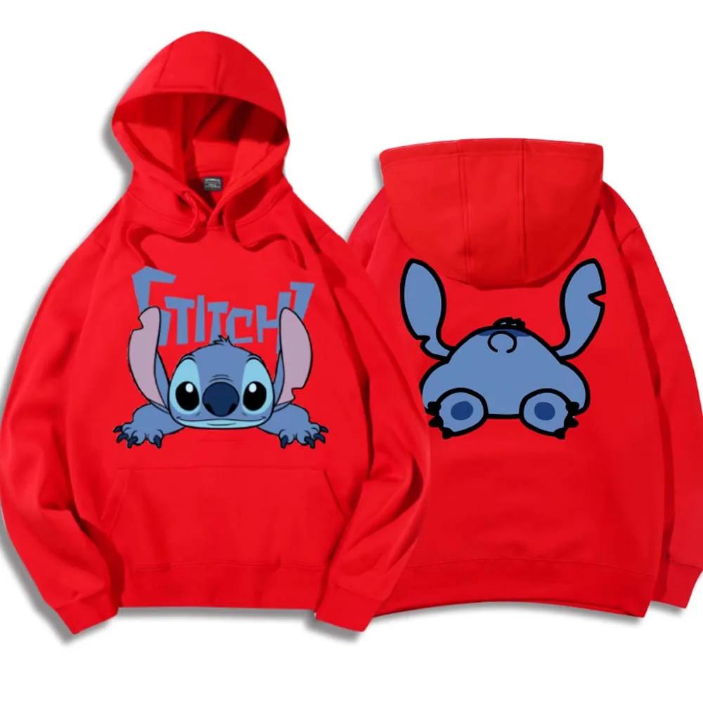 Korean Hoodies Disney Brand Cute Kawaii Star and Stitch Pattern Cartoon Hoodies 2024 Women's Winter Warm Jackets Coats Promotion