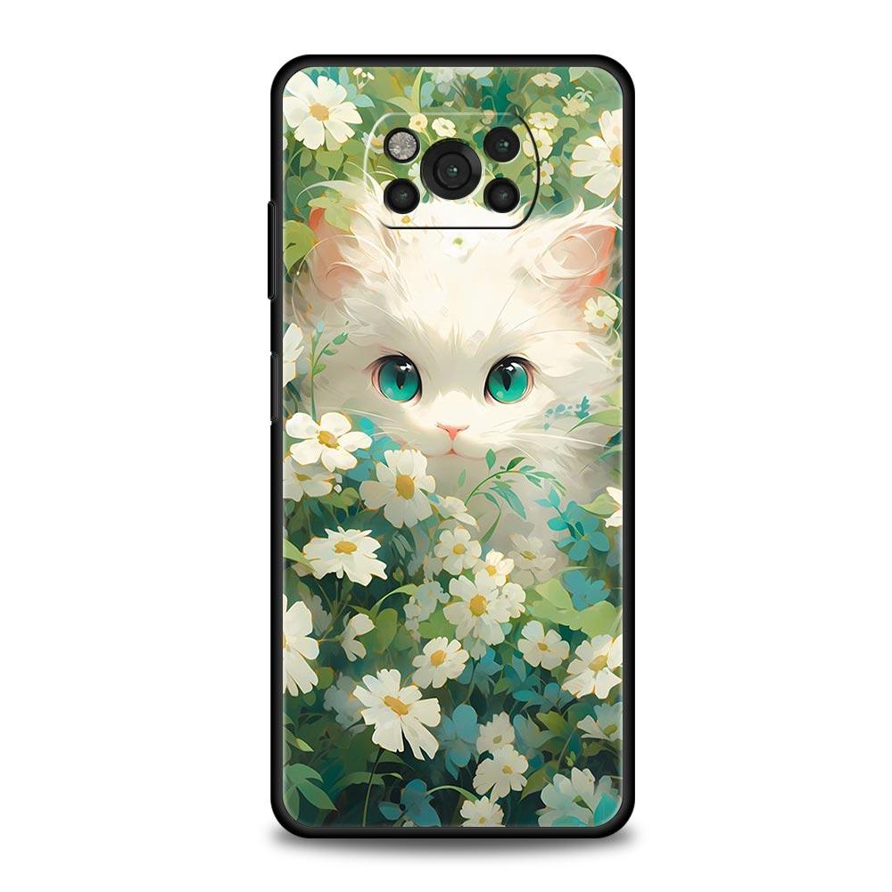 Cute Detection cat Phone Case For For Xiaomi Poco X6 X5 Pro X4 X3 NFC F5 Pro F4 F3 GT M5 M4 Pro 5G M3 C51 C50 C55 Soft Cover