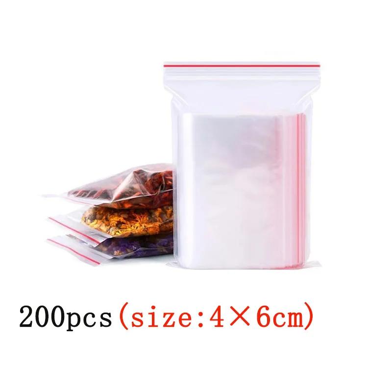 100/200/300PcsThicken Zipper Sealed Bags Clear Plastic Storage Bag for Food Packing Reclosable Zippers Sealing Pouch Wholesale