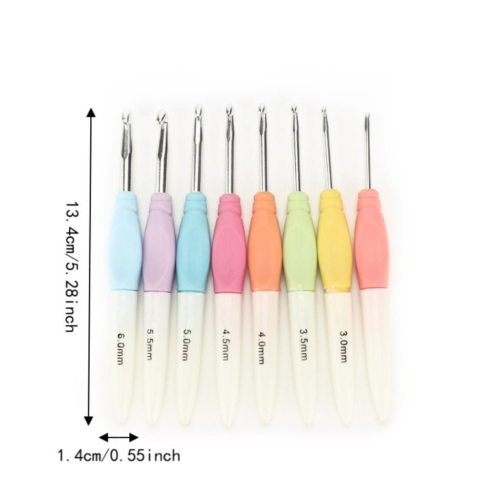 8Pcs Soft NonSlip Grip Crochet Hooks Set Plastic Crochet Hook Kit Knitting Needles Set  Hair Styling