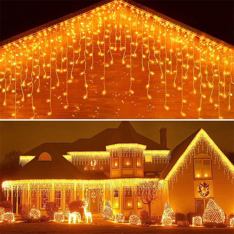 LED Curtain String Lights Outdoor Garden Patio Lights,LED Decoration Icicle Lamp,Weatherproof Hanging Lights for Backyard Bistr