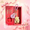 Shuibei 999 Fine Gold Gourd Pendant Keychain with Cute Money Flower Design