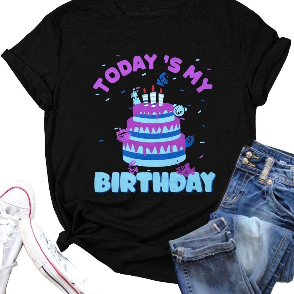 Birthday Shirt Womens Today is My Birthday Letter Graphic Tee Shirts Game Short Sleeve Pullover Tops