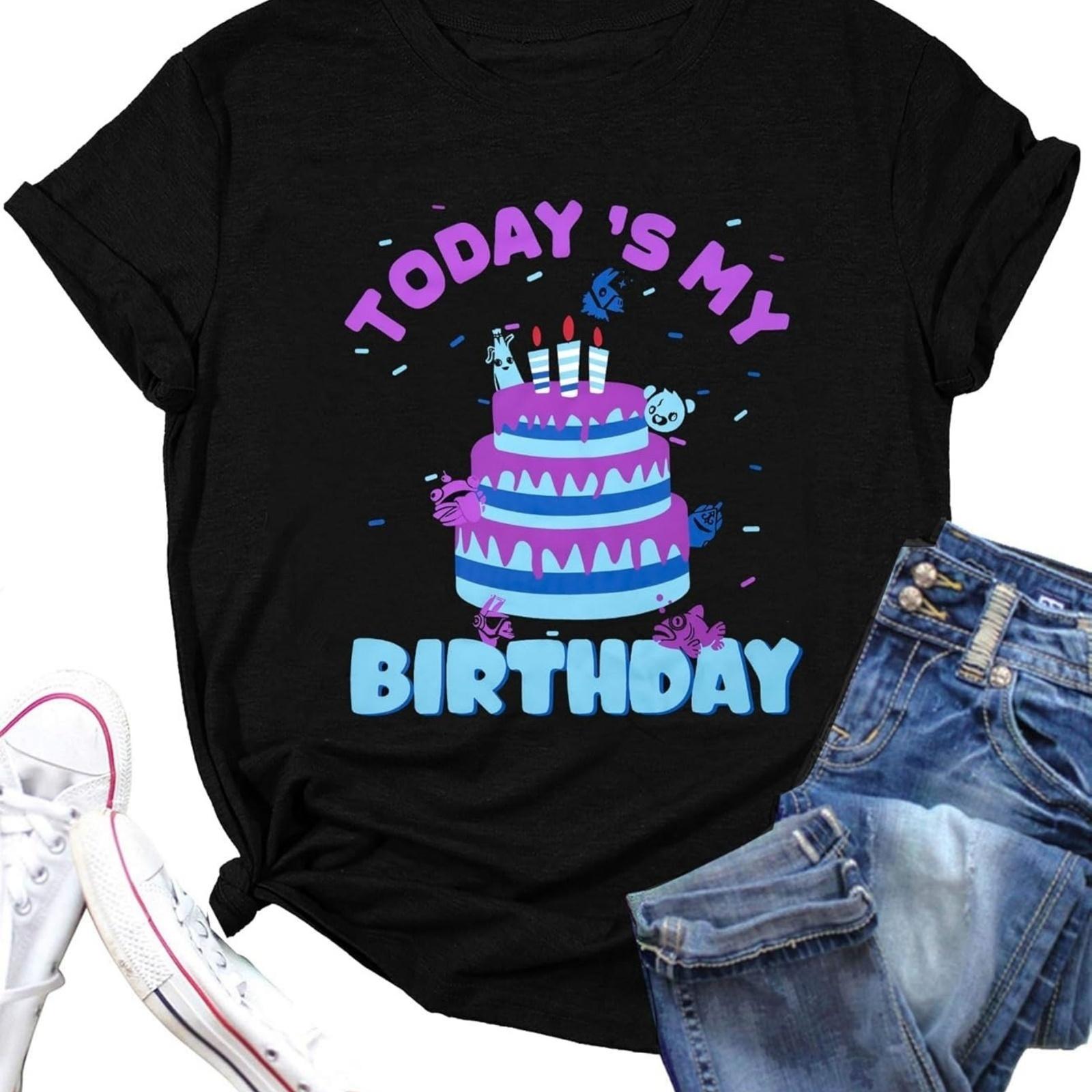 

Birthday Shirt Womens Today is My Birthday Letter Graphic Tee Shirts Game Short Sleeve Pullover Tops XXXXXL різнокольоровий