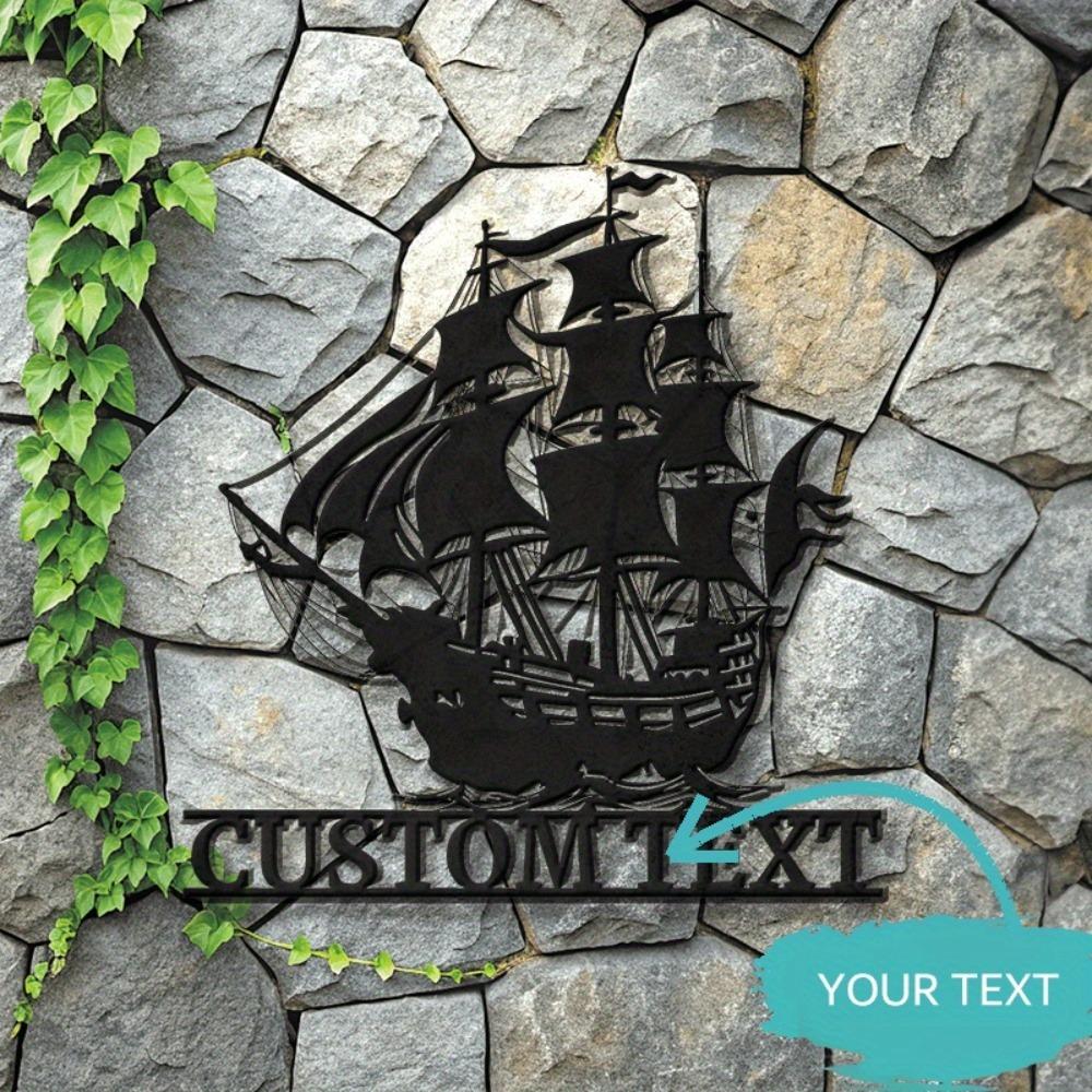 Custom Stylish Pirate Ship Wall Decor Metal Art Nautical Name Sign Home Gift