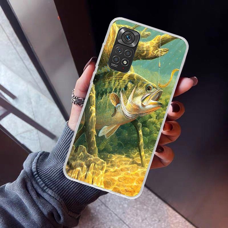 Carp Fish Fishing Rod Hook Phone Case For Xiaomi Redmi Note 15 14 14S 13 12S 12 Pro Plus 11S 11 10S 10 4G Cover 11E 11T 5G Print