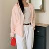 New Arrivals Open Run Scallop Punching Knit Spring Outer Cute Hoodie Cardigan