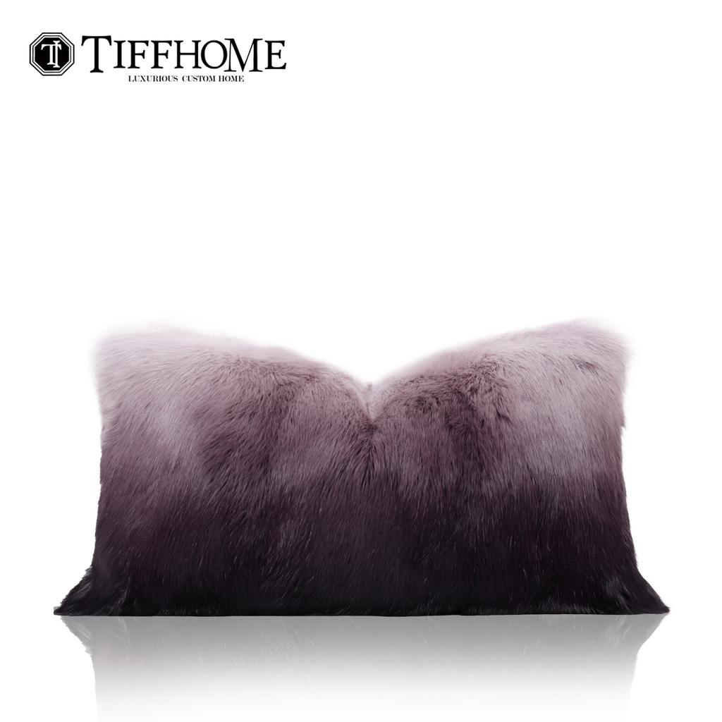 TIFFHOME Luxury Fluffy Soft Plush Throw Pillow Cases Organic Oblong Cushion Covers Home Decorative Fur Throw Pillow Covers