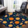 1pc Orange Slices Chair Carpet for Office, Round Polyester Mat, Indoor Decor for Office, Easycare Fabric, Washable Non-slip Area Carpet
