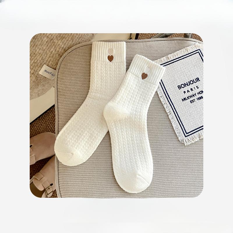 Female Autumn and Winter New Style Add Velvet Thickened Warm Deodorant Home Tube Socks