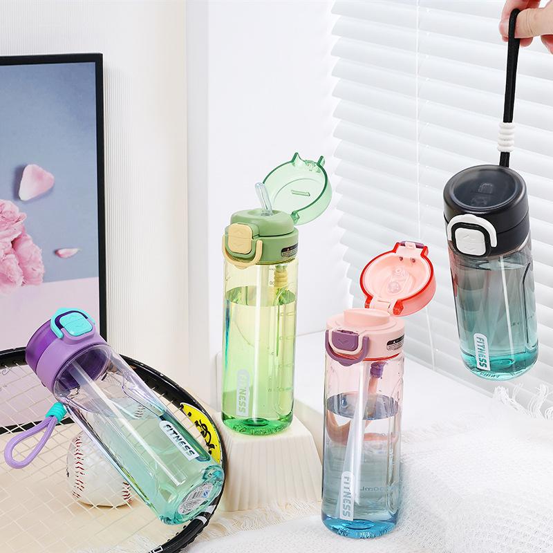 Water bottle water cup girls large capacity 1011 new sports plastic water bottle portable high value gradual change color double drink cup