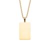 European & American Style Geometric Necklace - Mirror Finish Stainless Steel Rectangle with Laser Logo Option