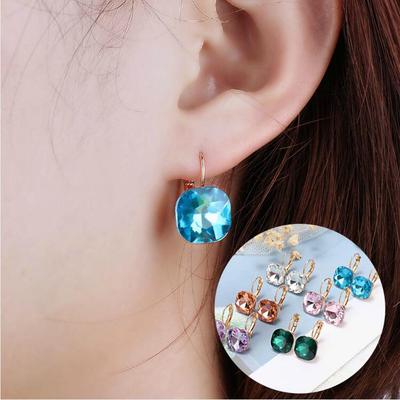 Square Stud Earrings Pink Red Green Black Earring For Women Wedding Jewelry