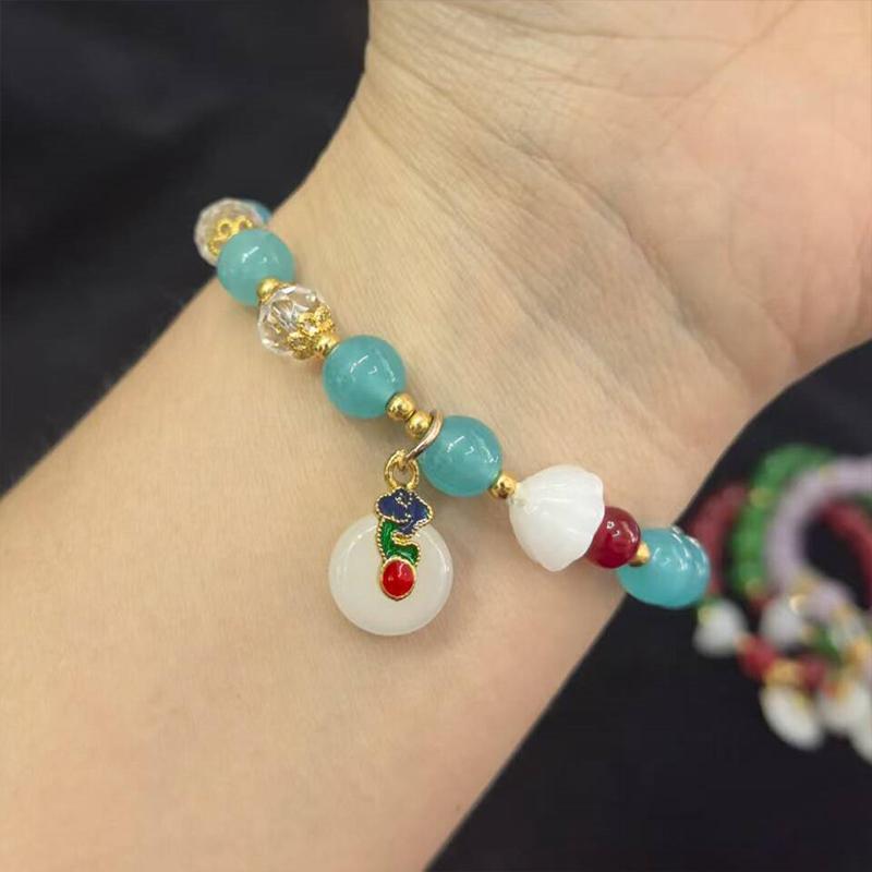Imitation White Jade Ruyi Safety Buckle Bracelet Elegant Student Jewelry Antique Style Bracelet