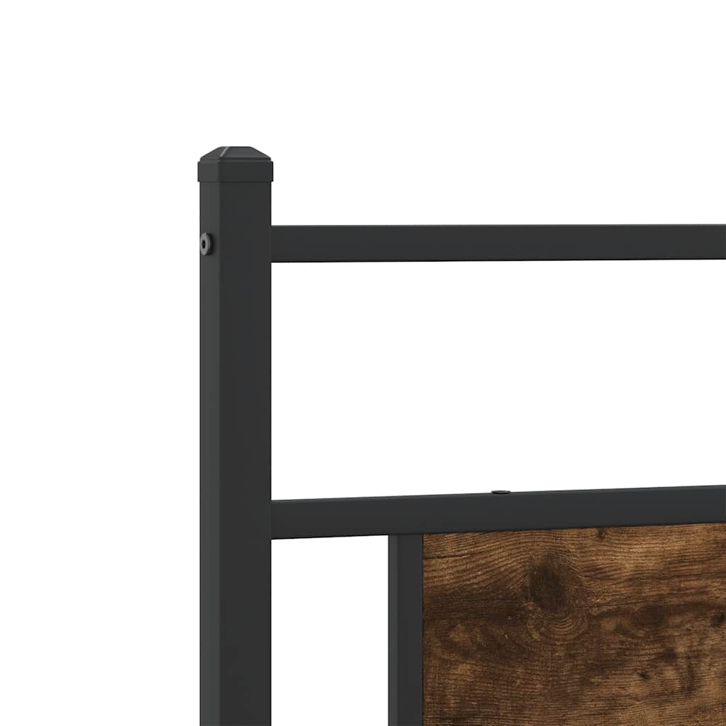 Metal Bed Frame Without Mattress Smoked Oak Finish 193 X 201 Cm