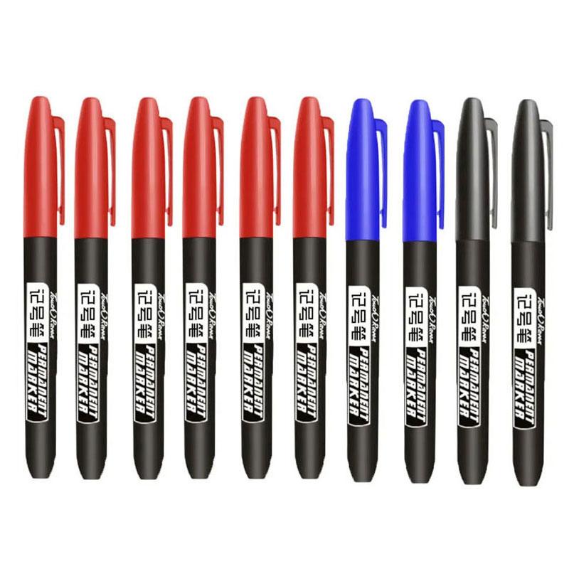 6/10 PCS Permanent Marker Pen Manga Drawing Markers Black Blue Red Waterproof Ink Sketch Pens Stationery Art School Supplies
