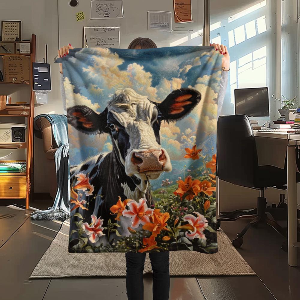 1Pc Cartoon Print Flannel Blanket, High Quality Comfortable for All Seasons, Home Decor, Warmth and Comfort, Perfect for Christmas Birthday Gift