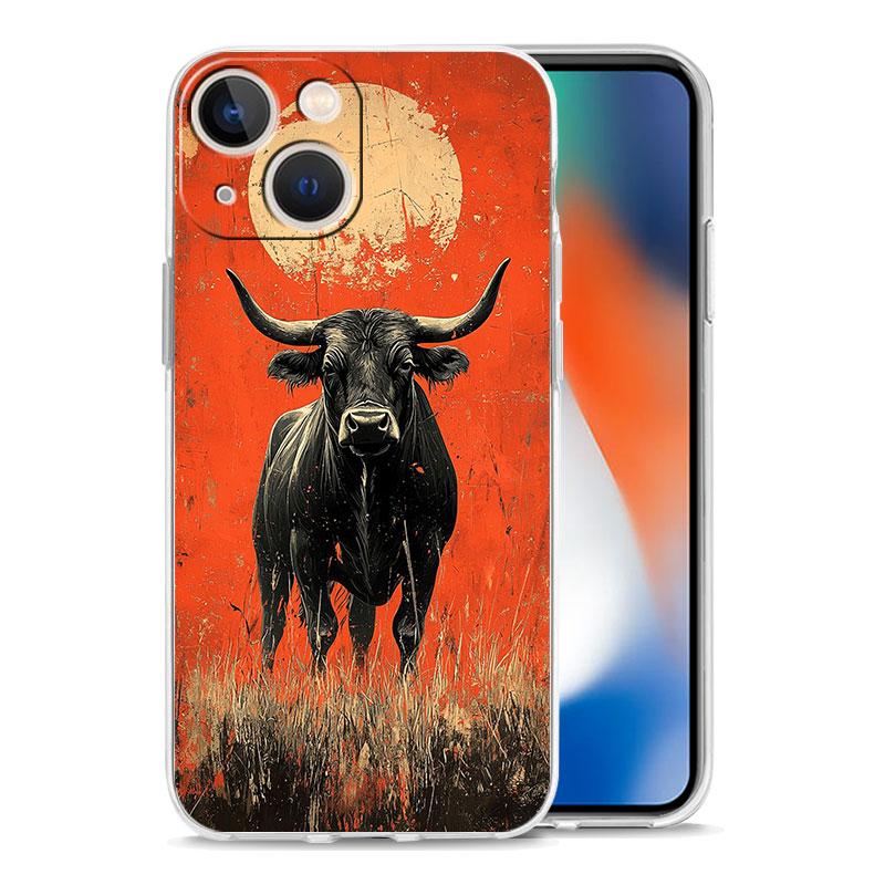 Phone Case For iPhone 17 Cases iPhone Air 16 15 12 13 14 Pro Max 7 8 Plus 16Pro iPhone11 Clear Soft Cover Bull Animal