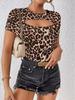 European & American Women's Summer Leopard Print Round Neck Short Sleeve T-shirt