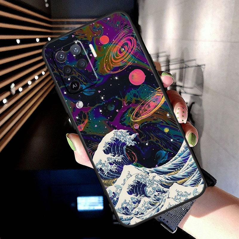 Moon Stars Space Case For Oppo A17 A57 A77 A76 A16 A96 A18 A60 A80 A40 A38 A58 A78 A98 A94 A74 A54 A15 A5 Pro