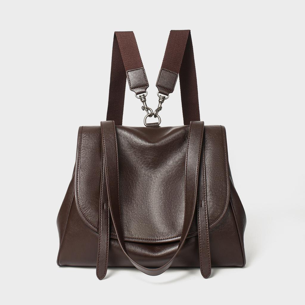 Genuine Leather Large-capacity Backpack, Fashionable Backpack, School-style Travel Shoulder Bag, Crossbody Bag