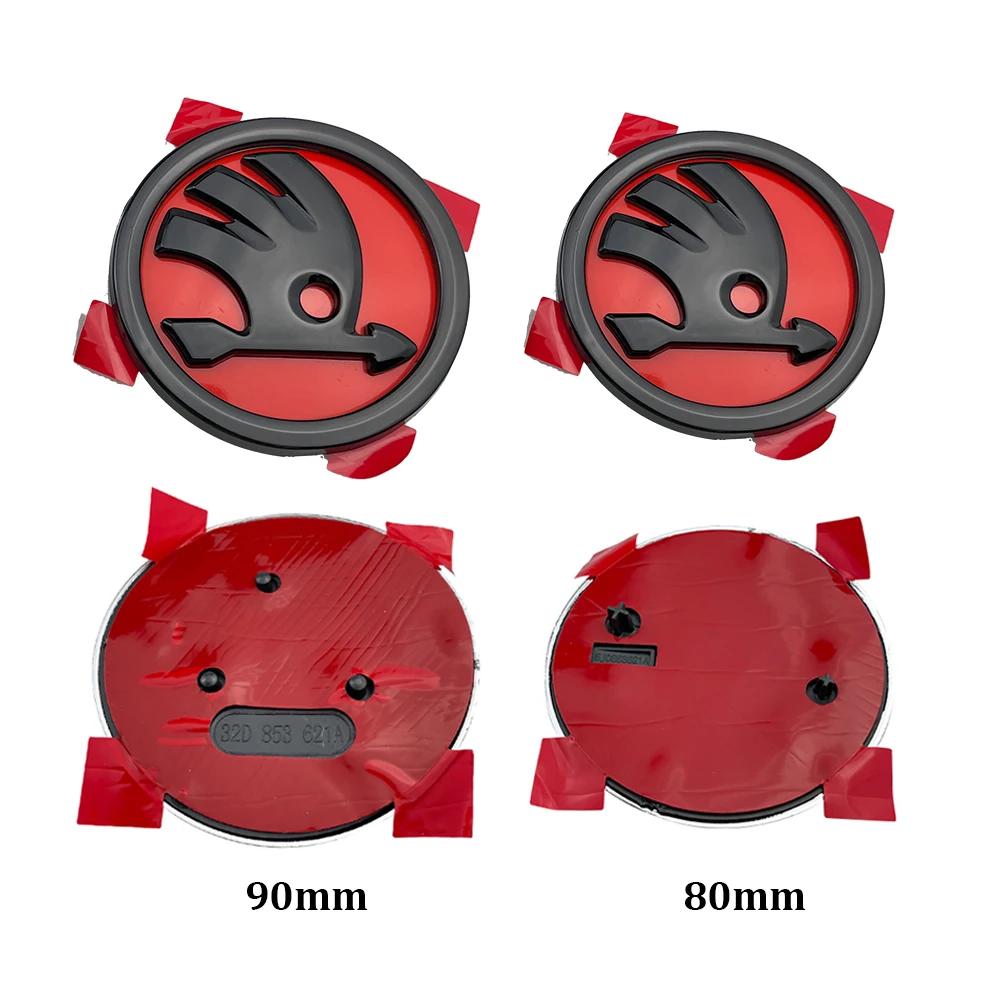 2026 Hot 2Pcs 80mm 90mm Emblem For Skoda Fabia 1 2 Octavia A7 RS Superb Rapid Yeti Karoq Vision Car Head Front Rear Boot Tailgat