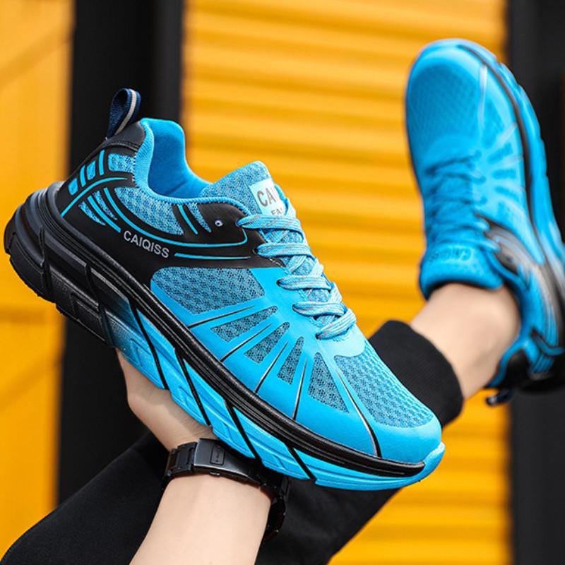 Large Size Four Seasons Couple Running Shoes Heightening Shoes Single Mesh Hollow Flyknit Breathable Casual Versatile Sports Shoes