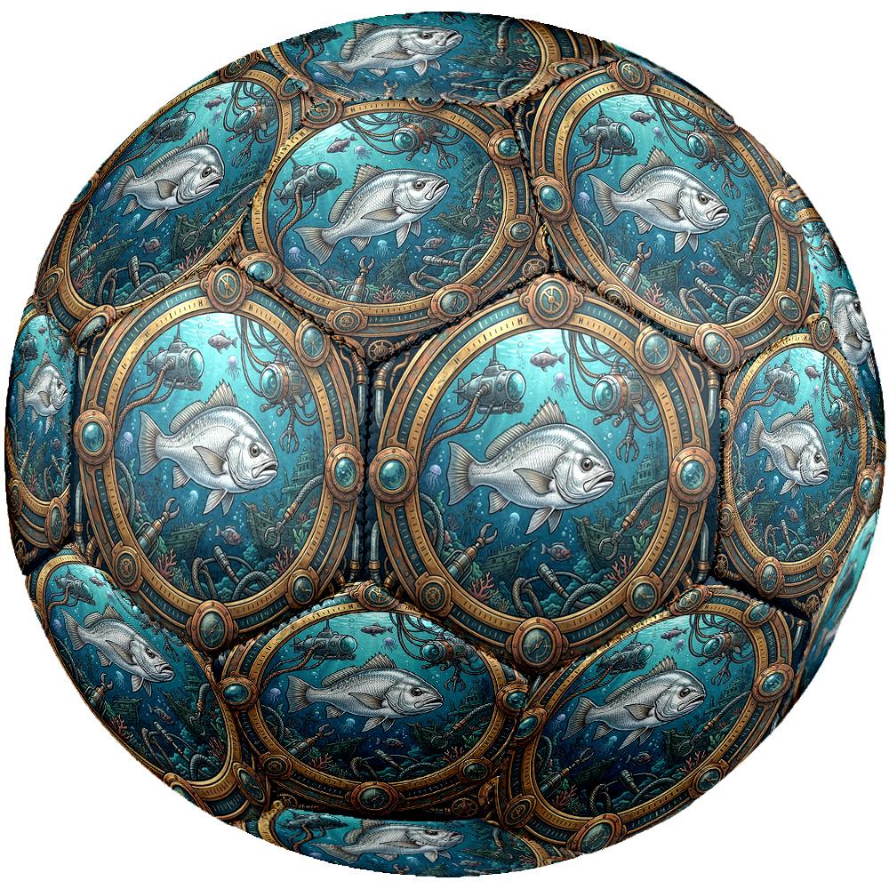 Underwater Steampunk Scene Round Football Size 5 Adult Ball Suitable for Training Matches and Outdoor Team.