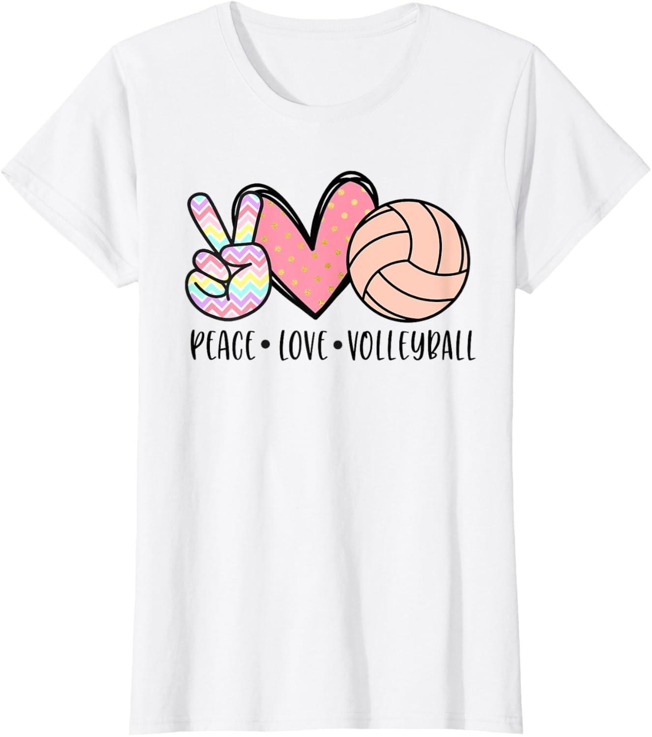 Мир Любовь Волейбол Милый Дизайн для Женщин Подростков Подростков Футболка Унисекс Футболка XXXL
