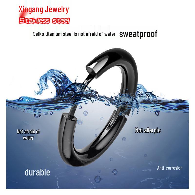 Korean Style Titanium Steel Star Anti-Allergy Earrings - Stainless Steel Ear Clips and Hoops Jewelry