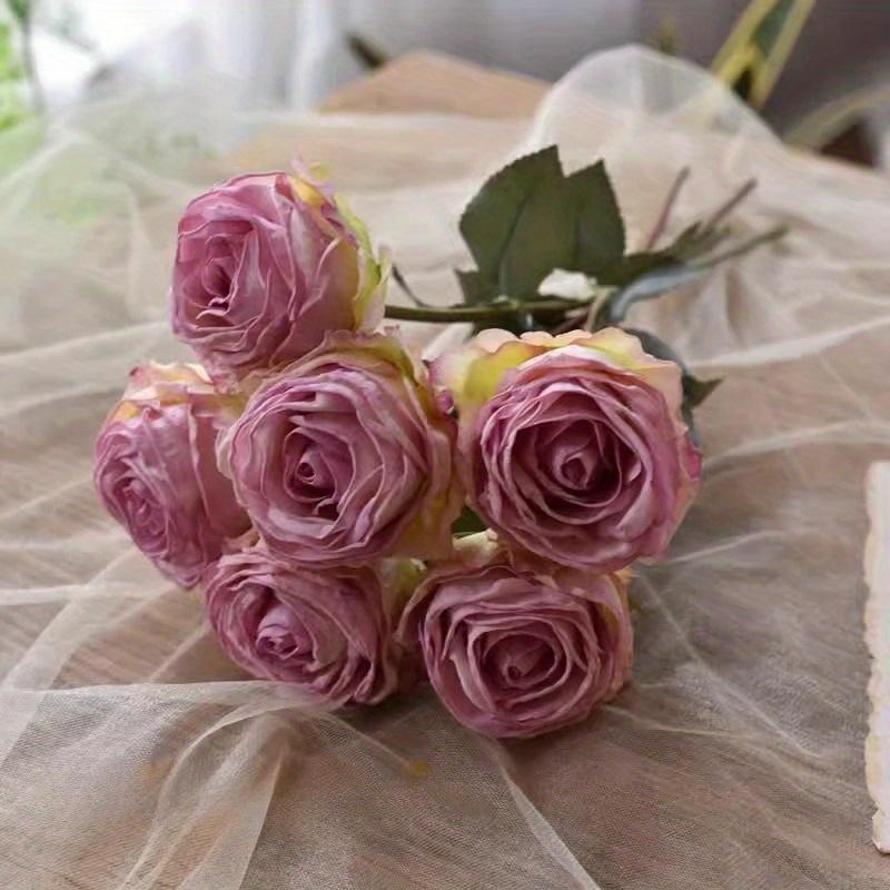 1Pc 6 Heads Multicolor Rose Bouquet Artificial Flowers for Wedding Home Decoration Holiday Decoration Valentine's Day Gift