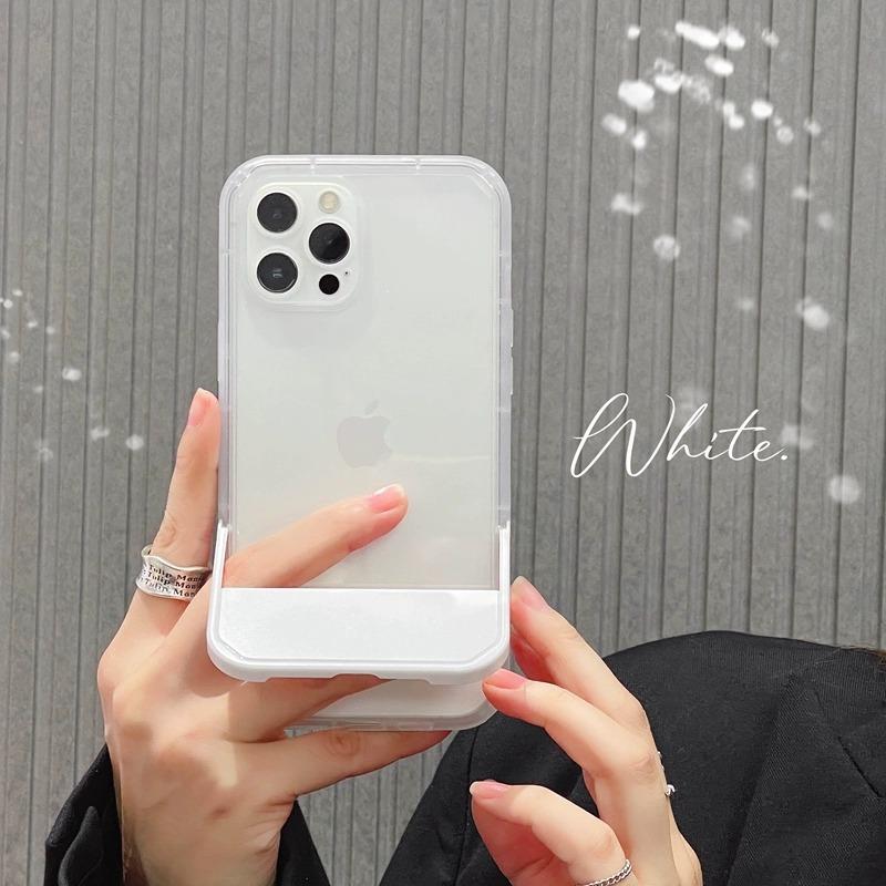 

Applicable To IPhone15Promax Mobile Phone Case Anti Fall Simple 14 Apple 16 Protective Case Transparent 13 Folding Bracket iPhone15