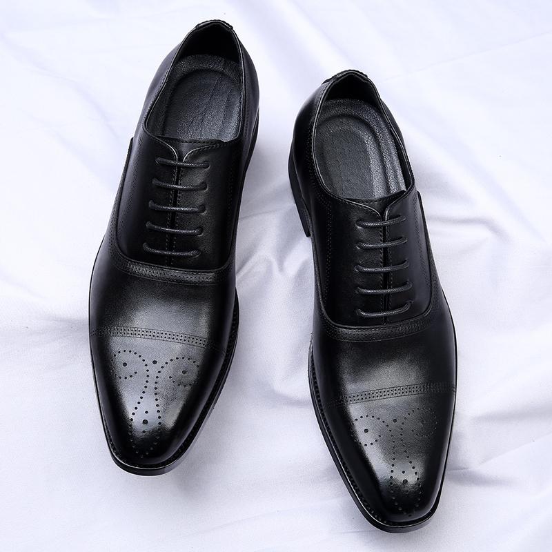 Špičková značka Pánské kožené ležérní boty Šněrovací Špičaté Boty pro pracovní pohovor Pánské společenské boty Masážní stélky