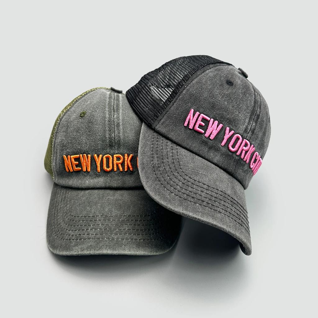 Simple Letter Embroidery Baseball Hats New Unisex Casual Sunshade Mesh Versatile Color Block Fashion Outdoor Retro Trucker Caps