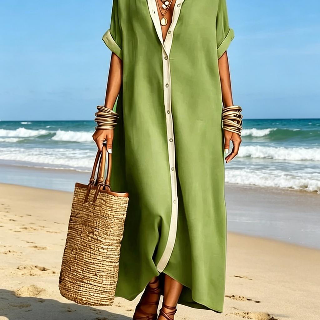 Women Dresses Summer Casual Short Sleeve Button Down Shirt Dresses 2026 Beach Cover Up