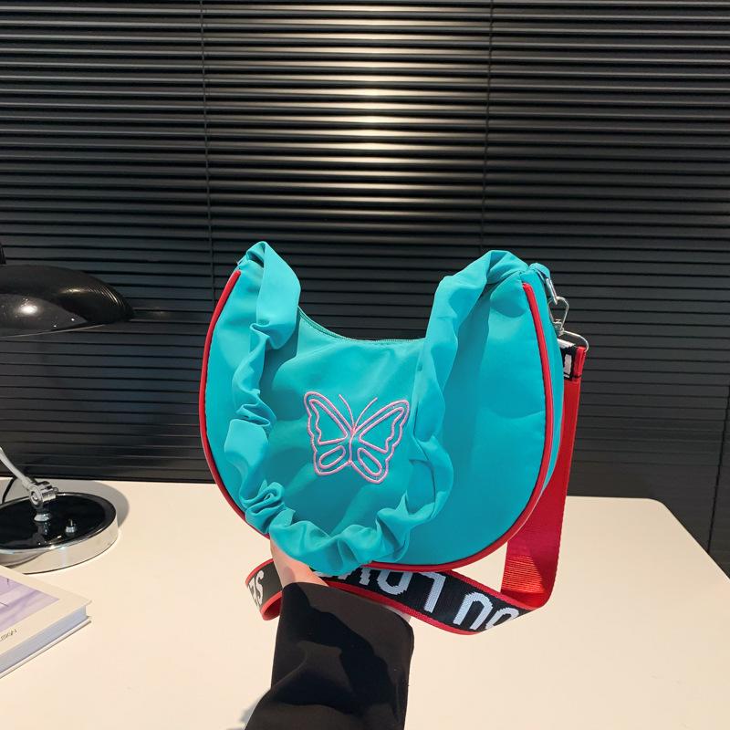 

Women s bag armpit bag pleated handbag new fashion shoulder bag small bag contrasting color bag зелёный