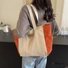 Canvas bag female college student large-capacity tote bag fashion shoulder casual handbag color matching class simple satchel