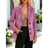 Women S Suede Lapel Pocket Long Sleeve Blazer