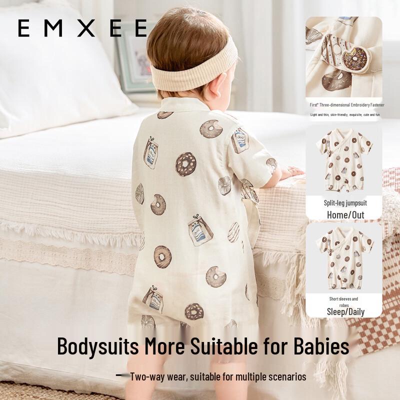 EMXEE Baby Gauze Short Sleeve Romper Bodysuit